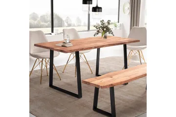 Matbord Wohnling Massivt trä med trädkanter, rektangulär, lantlig stil Svart, Rak, 120x60 cm - Svart, Rak, 120x60 cm - Möbler - Matplats - Matbord & köksbord