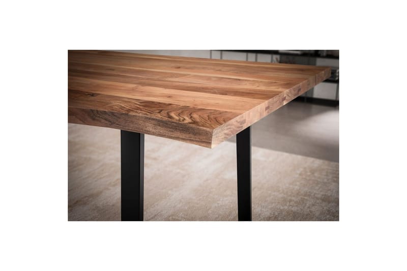 Matbord Wohnling Massivt trä med trädkanter, rektangulär, lantlig stil Svart, Rak, 140x80 cm - Svart, Rak, 140x80 cm - Möbler - Matplats - Matgrupp & matbord med stolar