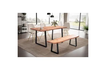Matbord Wohnling Massivt trä med trädkanter, rektangulär, lantlig stil Svart, Rak, 180x90 cm - Svart, Rak, 180x90 cm - Möbler - Matplats - Matbord & köksbord