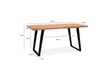 Matbord Wohnling Massivt trä med trädkanter, rektangulär, lantlig stil Svart, vinklad, 120x60 cm - Svart, vinklad, 120x60 cm - Möbler - Matplats - Matbord & köksbord