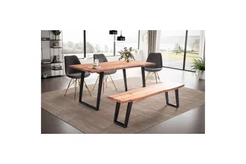 Matbord Wohnling Massivt trä med trädkanter, rektangulär, lantlig stil Svart, vinklad, 140x80 cm - Svart, vinklad, 140x80 cm - Möbler - Matplats - Matbord & köksbord