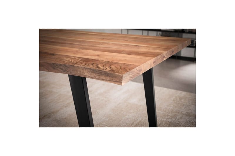 Matbord Wohnling Massivt trä med trädkanter, rektangulär, lantlig stil Svart, vinklad, 160x80 cm - Svart, vinklad, 160x80 cm - Möbler - Matplats - Matbord & köksbord