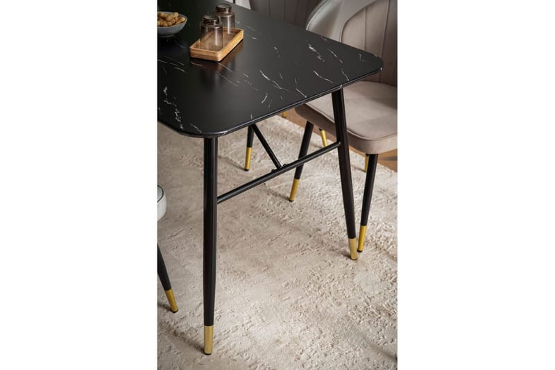 Matbord Wohnling Modern stil MDF med metallben med gyllene spetsar Marmor, Svart, 160x80 cm - Marmor, Svart, 160x80 cm - Möbler - Matplats - Matgrupp & matbord med stolar