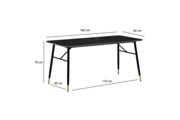 Matbord Wohnling Modern stil MDF med metallben med gyllene spetsar Marmor, Svart, 180x90 cm - Marmor, Svart, 180x90 cm - Möbler - Matplats - Matbord & köksbord