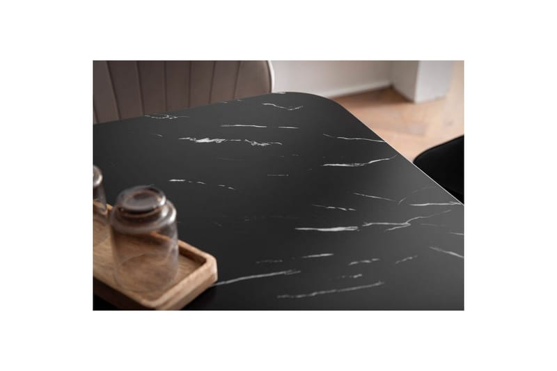Matbord Wohnling Modern stil MDF med metallben med gyllene spetsar Marmor, Svart, 200x90 cm - Marmor, Svart, 200x90 cm - Möbler - Matplats - Matgrupp & matbord med stolar