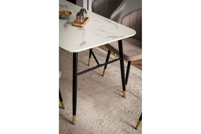 Matbord Wohnling Modern stil MDF med metallben med gyllene spetsar Marmor, Vit, 160x80 cm - Marmor, Vit, 160x80 cm - Möbler - Matplats - Matgrupp & matbord med stolar