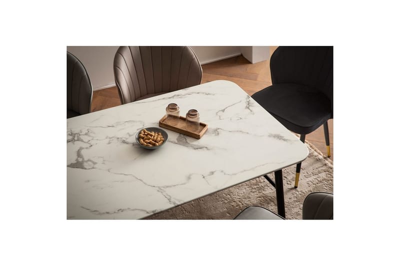 Matbord Wohnling Modern stil MDF med metallben med gyllene spetsar Marmor, Vit, 160x80 cm - Marmor, Vit, 160x80 cm - Möbler - Matplats - Matgrupp & matbord med stolar