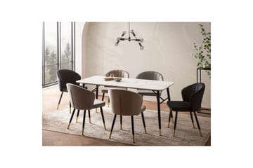 Matbord Wohnling Modern stil MDF med metallben med gyllene spetsar Marmor, Vit, 160x80 cm - Marmor, Vit, 160x80 cm - Möbler - Matplats - Matbord & köksbord