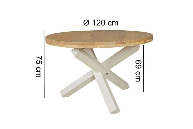 Matbord Wohnling Rund 120 cm massivt trä lantlig stil Akacia - Akacia - Möbler - Matplats - Matbord & köksbord
