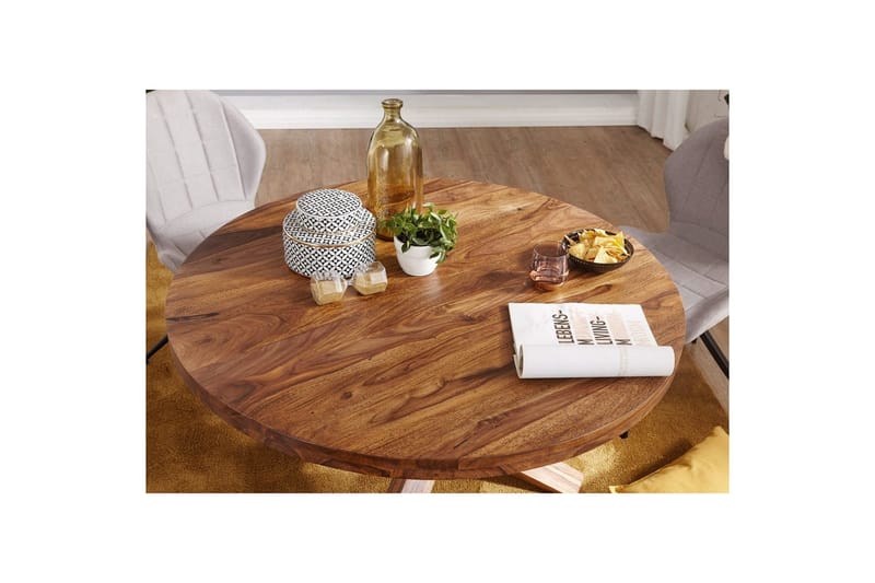Matbord Wohnling Rund 120 cm massivt trä lantlig stil Rosenträ - Rosenträ - Möbler - Matplats - Matbord & köksbord