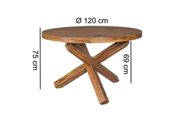 Matbord Wohnling Rund 120 cm massivt trä lantlig stil Rosenträ - Rosenträ - Möbler - Matplats - Matbord & köksbord