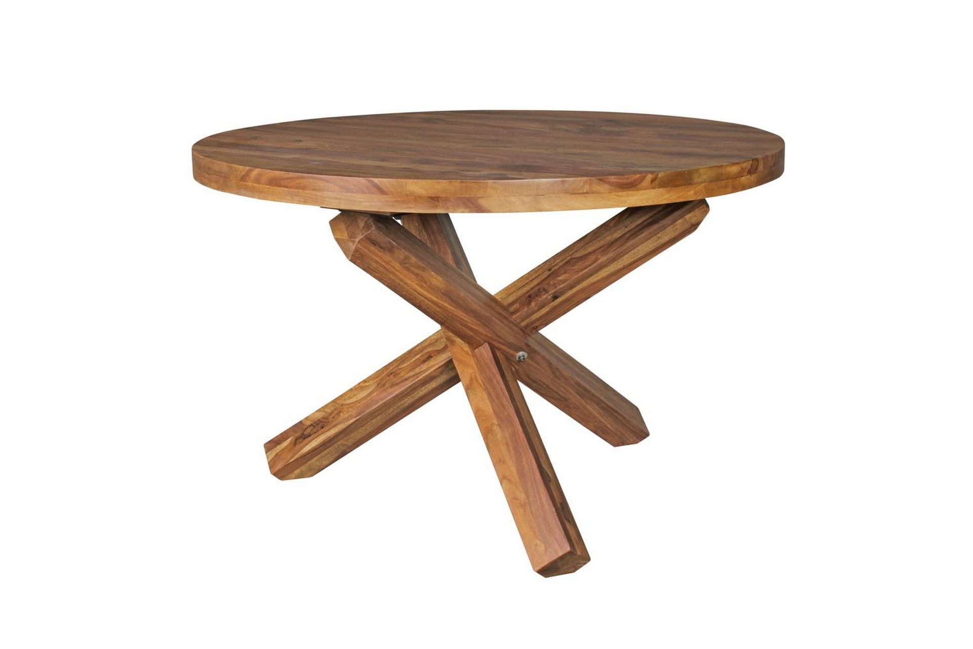 matbord wohnling rund 120 cm massivt trä lantlig stil rosenträ - rosenträ