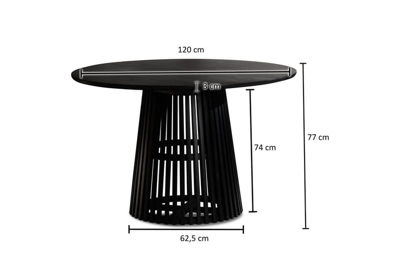 Matbord Wohnling Rund 120 cm massivt trä loftstil - Möbler - Matplats - Matbord & köksbord