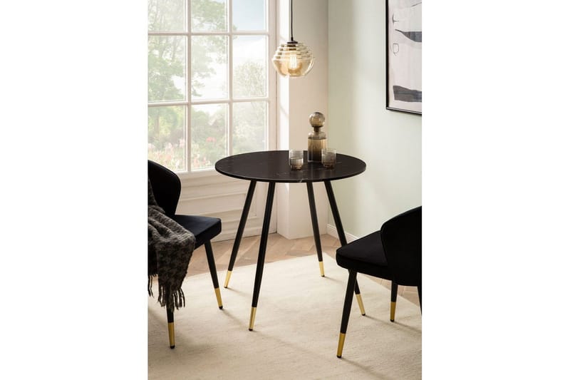Matbord Wohnling Rund 75 cm marmorerad modern gyllene tippsben Marmor, Svart - Marmor, Svart - Möbler - Matplats - Matbord & köksbord