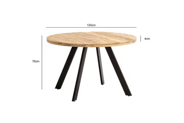 Matbord Wohnling rund massivt trä, modern lantlig stil 120 cm - 120 cm - Möbler - Matplats - Matbord & köksbord