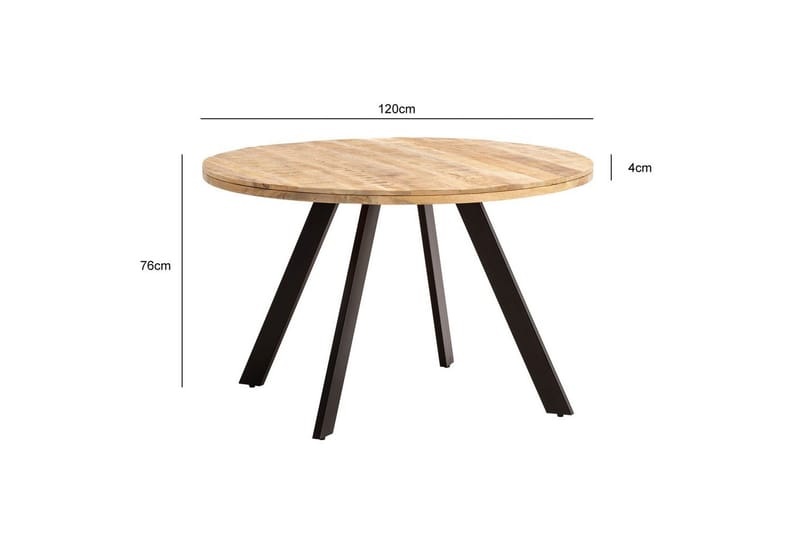 Matbord Wohnling rund massivt trä, modern lantlig stil 120 cm - 120 cm - Möbler - Matplats - Matbord & köksbord