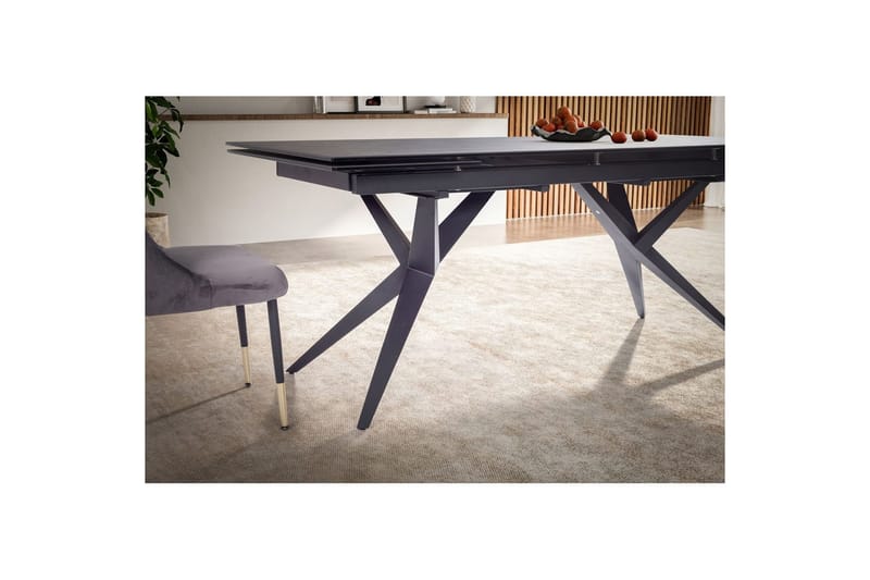 Matbord Wohnling Utdragbart 180-260 cm keramisk fyra ben och metallram Svart, marmor svart - Svart, marmor svart - Möbler - Matplats - Matbord & köksbord