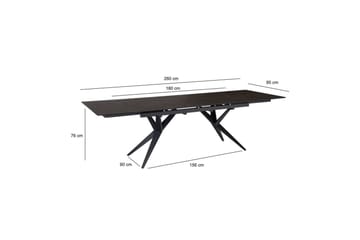 Matbord Wohnling Utdragbart 180-260 cm keramisk fyra ben och metallram Svart, marmor svart - Svart, svart marmor - Möbler - Matplats - Matbord & köksbord