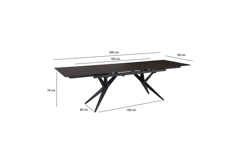 Matbord Wohnling Utdragbart 180-260 cm keramisk fyra ben och metallram Svart, marmor svart - Svart, svart marmor - Möbler - Matplats - Matbord & köksbord