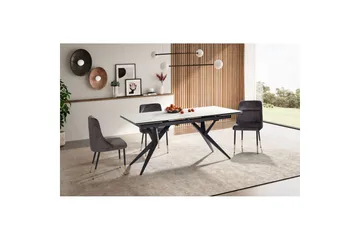 Matbord Wohnling Utdragbart 180-260 cm keramisk fyra ben och metallram Svart, marmor vit - Svart, vit marmor - Möbler - Matplats - Matbord & köksbord