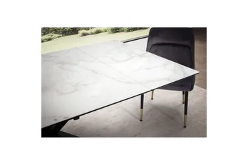 Matbord Wohnling Utdragbart 180-260 cm keramisk fyra ben och metallram Svart, marmor vit - Svart, vit marmor - Möbler - Matplats - Matbord & köksbord