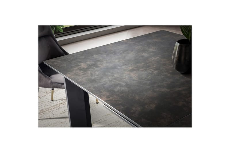 Matbord Wohnling Utdragbart 180-260 cm keramisk, klassiskt fyra ben och metallram Svart, marmor svart - Svart, marmor svart - Möbler - Matplats - Matgrupp & matbord med stolar