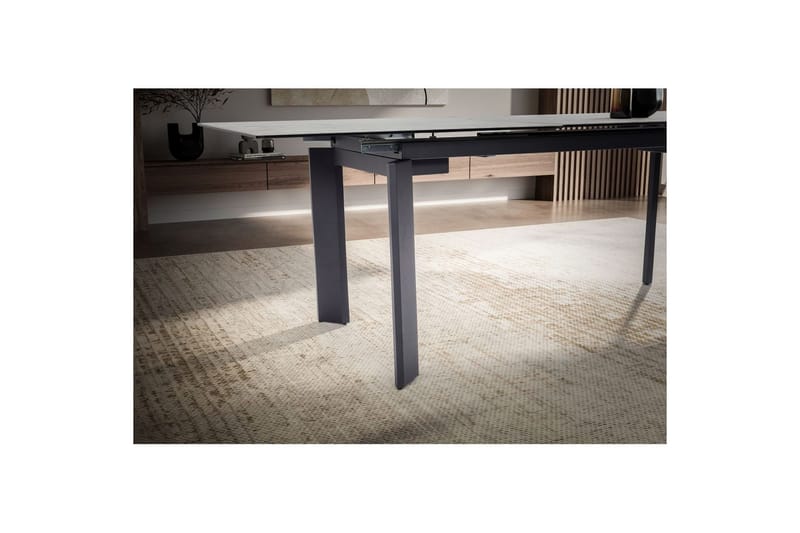 Matbord Wohnling Utdragbart 180-260 cm keramisk, klassiskt fyra ben och metallram Svart, marmor vit - Svart, marmor vit - Möbler - Matplats - Matgrupp & matbord med stolar