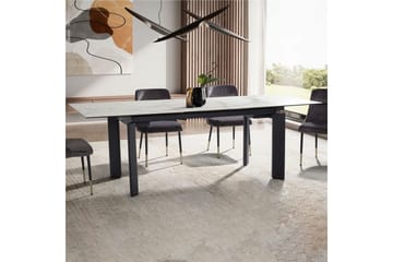 Matbord Wohnling Utdragbart 180-260 cm keramisk, klassiskt fyra ben och metallram Svart, marmor vit - Svart, marmor vit - Möbler - Matplats - Matbord & köksbord