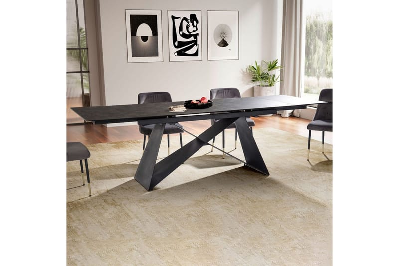 Matbord Wohnling Utdragbart 180-260 cm keramisk modern Z-ram design Svart, marmor svart - Svart, marmor svart - Möbler - Matplats - Matbord & köksbord