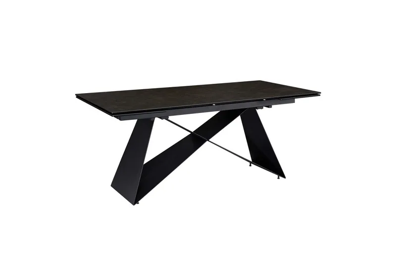 Matbord Wohnling Utdragbart 180-260 cm keramisk modern Z-ram design Svart, marmor svart, Svart, svart marmor