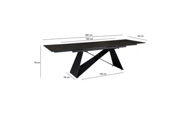Matbord Wohnling Utdragbart 180-260 cm keramisk modern Z-ram design Svart, marmor svart - Svart, svart marmor - Möbler - Matplats - Matbord & köksbord