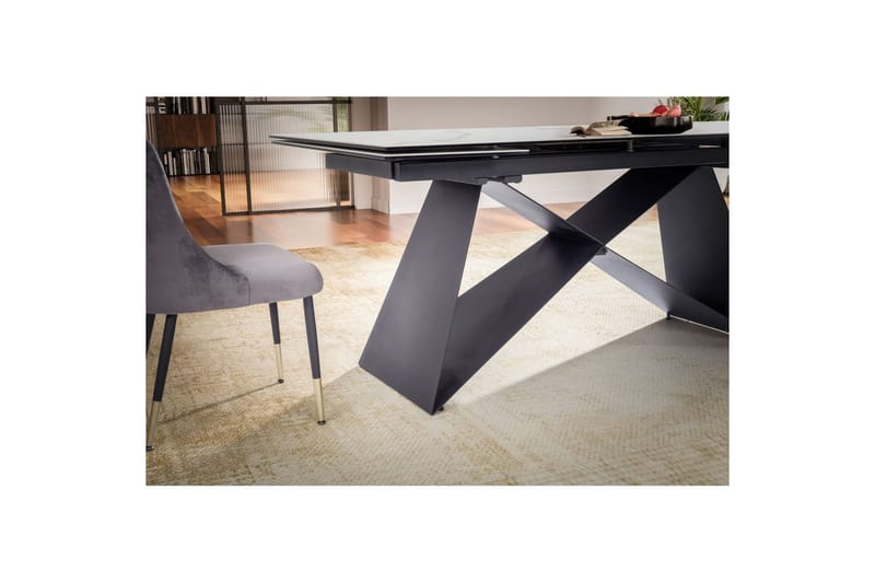 Matbord Wohnling Utdragbart 180-260 cm keramisk modern Z-ram design Svart, marmor vit - Svart, marmor vit - Möbler - Matplats - Matbord & köksbord