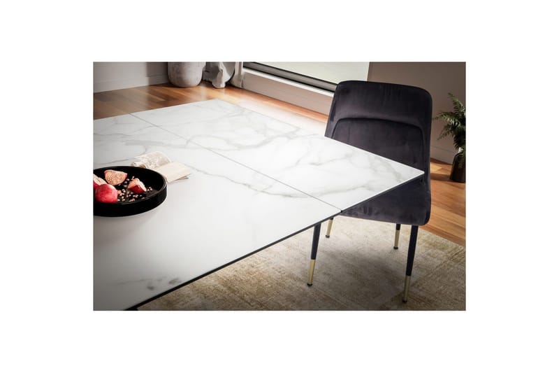 Matbord Wohnling Utdragbart 180-260 cm keramisk modern Z-ram design Svart, marmor vit - Svart, vit marmor - Möbler - Matplats - Matbord & köksbord