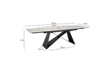 Matbord Wohnling Utdragbart 180-260 cm keramisk modern Z-ram design Svart, marmor vit - Svart, vit marmor - Möbler - Matplats - Matbord & köksbord