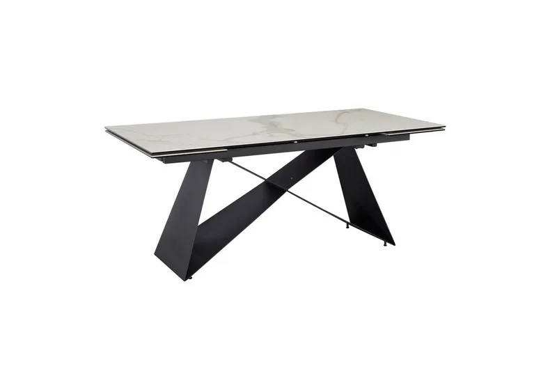 Matbord Wohnling Utdragbart 180-260 cm keramisk modern Z-ram design Svart, marmor vit, Svart, vit marmor