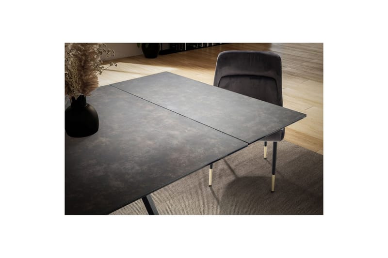 Matbord Wohnling Utdragbart 180-260 cm keramiskt vinklade metallben med hårnål Svart, marmor svart - Svart, marmor svart - Möbler - Matplats - Matbord & köksbord