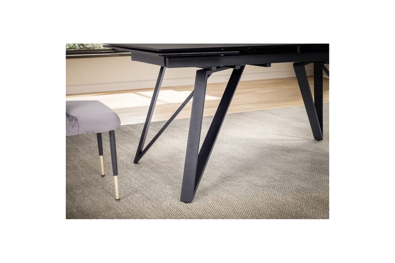 Matbord Wohnling Utdragbart 180-260 cm keramiskt vinklade metallben med hårnål Svart, marmor svart - Svart, svart marmor - Möbler - Matplats - Matbord & köksbord