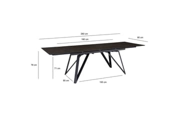 Matbord Wohnling Utdragbart 180-260 cm keramiskt vinklade metallben med hårnål Svart, marmor svart - Svart, svart marmor - Möbler - Matplats - Matbord & köksbord