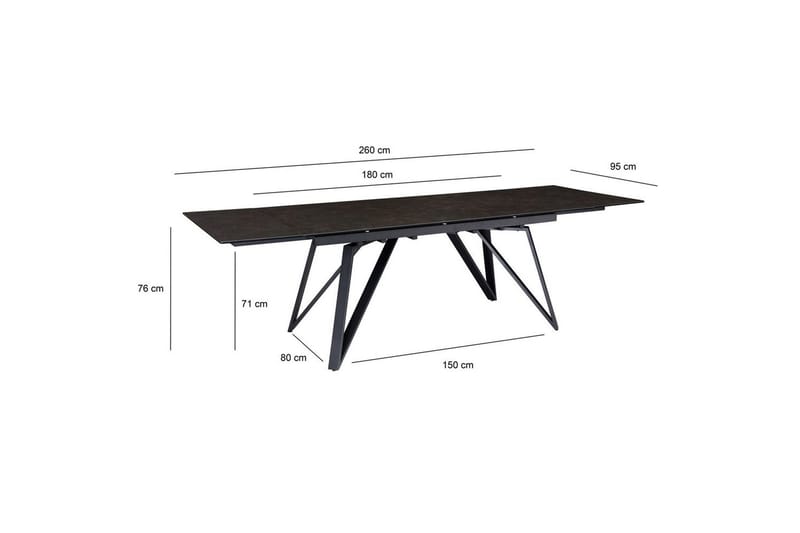 Matbord Wohnling Utdragbart 180-260 cm keramiskt vinklade metallben med hårnål Svart, marmor svart - Svart, svart marmor - Möbler - Matplats - Matbord & köksbord