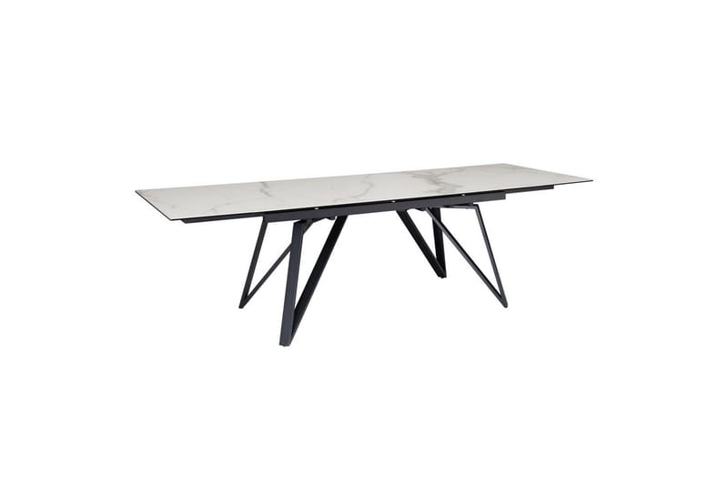 Matbord Wohnling Utdragbart 180-260 cm keramiskt vinklade metallben med hårnål Svart, marmor vit - Svart, marmor vit - Möbler - Matplats - Matbord & köksbord