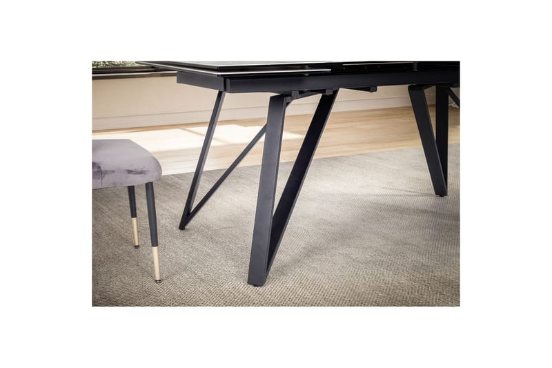 Matbord Wohnling Utdragbart 180-260 cm keramiskt vinklade metallben med hårnål Svart, marmor vit - Svart, marmor vit - Möbler - Matplats - Matbord & köksbord
