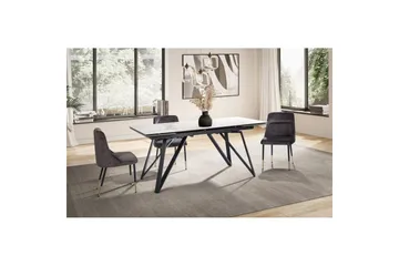 Matbord Wohnling Utdragbart 180-260 cm keramiskt vinklade metallben med hårnål Svart, marmor vit - Svart, vit marmor - Möbler - Matplats - Matbord & köksbord
