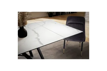 Matbord Wohnling Utdragbart 180-260 cm keramiskt vinklade metallben med hårnål Svart, marmor vit - Svart, vit marmor - Möbler - Matplats - Matbord & köksbord