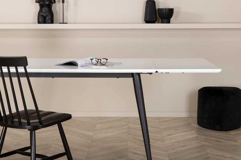 YMMIJ Förlängningsbart Matbord 150 cm Vit/Svart - Bord - Matbord & köksbord