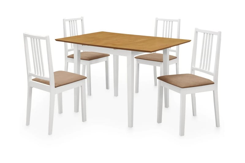 Matgrupp 5 delar MDF vit - Vit - Matgrupp & matbord med stolar