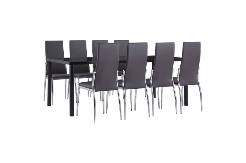 Matgrupp 9 delar konstläder grå - Grå - Matgrupp & matbord med stolar