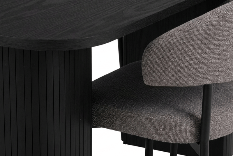 Matgrupp Bark Kopparbo Matbord 200 cm med 6 Sawako Greige Stolar Svart|Greige - Möbler - Matplats - Matgrupp & matbord med stolar