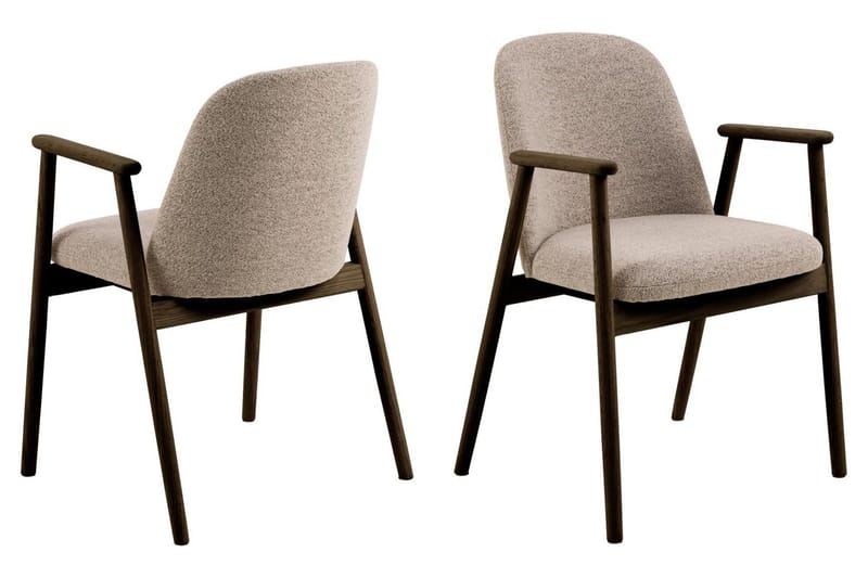 Matgrupp Bark Kopparbo Runt Matbord 180 cm Mörkbrunt med 6 Reciclar Matstolar Valnöt|Greige - Möbler - Matplats - Matgrupp & matbord med stolar