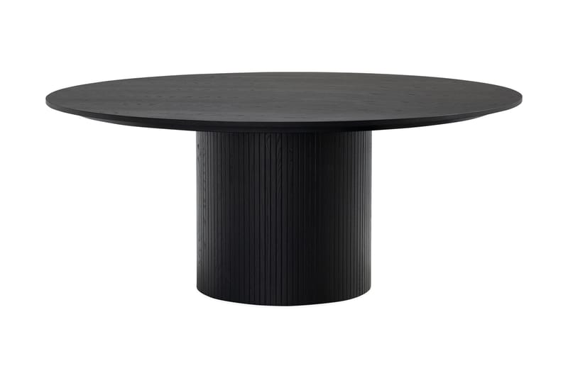 Matgrupp Bark Kopparbo Runt Stort Matbord 180 cm Svart med 4 Sawako Greige Stolar Svart|Greige - Möbler - Matplats - Matgrupp & matbord med stolar