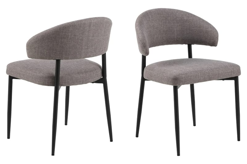 Matgrupp Bark Kopparbo Runt Stort Matbord 180 cm Svart med 4 Sawako Greige Stolar Svart|Greige - Möbler - Matplats - Matgrupp & matbord med stolar